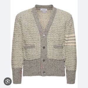 Tommy Hilfiger Men's Cream and Gray Cardigan Sweater